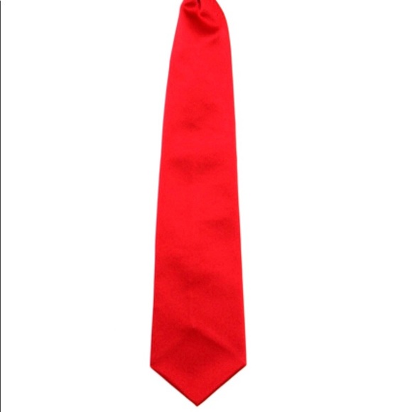 Beautiful Bright Red Satin Formal Windsor Tie w/Adjustable Neckband-Fit Any Size - Picture 3 of 6
